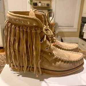 Fringe Tan Ankle Boots